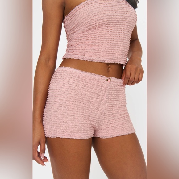 Show Me Your MuMu Pink Strapless Smocked Romper Set Size XS NWT - Picture 4 of 9